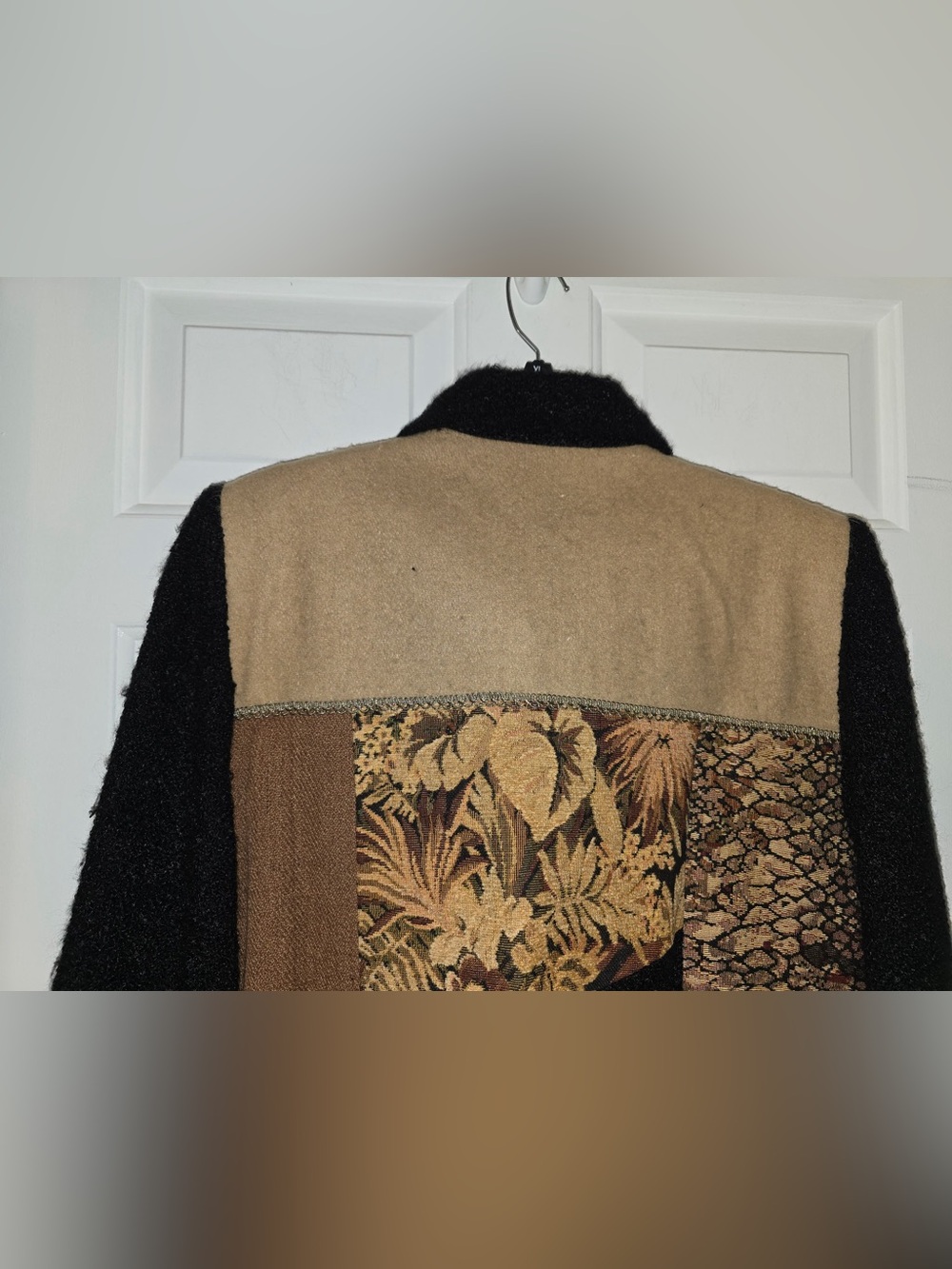 Allure Vintage Tapestry Patchwork Jacket Large NWT Embroidery Ribbon Tan Black - Picture 14 of 16